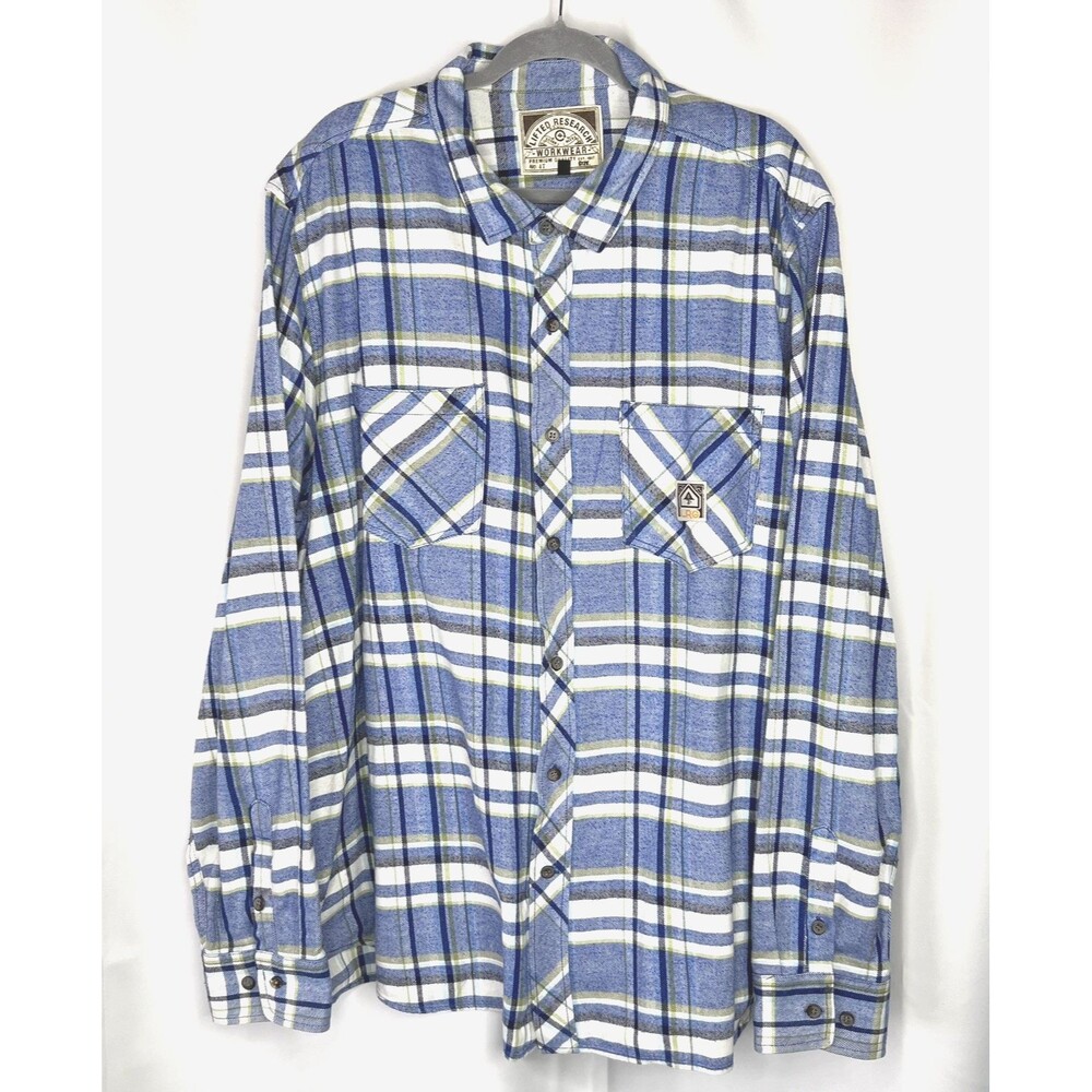 Lifted Research Group LRG Men's Flannel Twill Plaid Shirt Outdoor Workwear 4XL